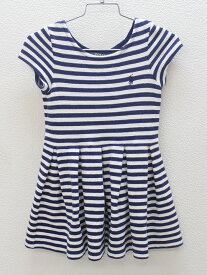 ▲ラルフローレン/Ralph Lauren▲100cm 半袖ワンピース 濃紺×白 ボーダー【中古】子供服 キッズ kids 女の子 夏 426032 onepi