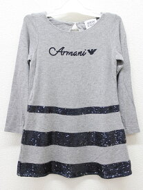 【値下げ!】△アルマーニ ジュニア/Armani Junior△94cm(2A) 長袖ワンピース グレー【中古】子供服 キッズ kids 女の子 春秋冬 409032 onepi