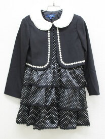 【新規値下げ!】▲マイクラシックス/My Classics/マザウェイズ/motherways▲130cm アンサンブル 黒×ドット/水玉 フォーマル 入学式 卒業式 卒園式 謝恩会 結婚式 発表会 冠婚葬祭【中古】子供 キッズ kids 女の子 fml 822132