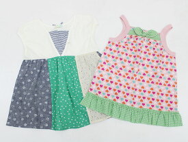 【夏物 新入荷!】▲ニットプランナー/KP/ケーピー▲130cm 半袖チュニック/カットソー＆キャミソール/ノースリーブ/カットソー/袖なし2枚set 白系×ピンク系ハート【中古】【ネット限定】子供 キッズ kids 女の子 夏 tops 315042