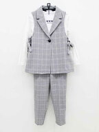 アナスイミニ ジレ＆長袖カットソー＆ロングパンツセット 140cm キッズ 女児 グレー系×白【中古】【新入…
