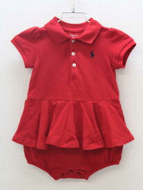 ■ラルフローレン/Ralph Lauren■80cm 半袖ショートオール/カバーオール/ロンパース 赤【中古】子供服 キッズ kids ベビー服 baby 女の子 夏 726032 onepi