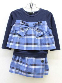 【値下げ!】■ベベ/BeBe■100cm カットソー×キュロットセット 紺×青【中古】子供服 キッズ kids 女の子 春秋冬 200132 bottoms