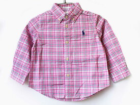 [ラルフローレン/Ralph Lauren]85cm 長袖シャツ ピンク×グリーン【中古】子供服 キッズ kids ベビー服 baby 男の子 春秋 tops 322042