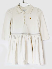 [ラルフローレン/Ralph Lauren]90cm 長袖ポロシャツワンピース アイボリー【中古】子供服 キッズ kids ベビー服 baby 女の子 春秋 onepi 923042