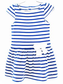 【夏物 新入荷!】[プチバトー/PETIT BATEAU]104cm 半袖ワンピース 白×ブルー【中古】子供服 キッズ kids 女の子 夏 onepi 324042