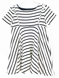 【夏物 新入荷!】[プチバトー/PETIT BATEAU]110cm 半袖ワンピース 白×濃紺【中古】子供服 キッズ kids 女の子 夏 onepi 324042