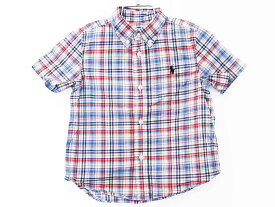 【夏物 新入荷!】[ラルフローレン/Ralph Lauren]90cm 半袖シャツ ブルー×赤系【中古】子供服 キッズ kids ベビー服 baby 男の子 夏 tops 135042