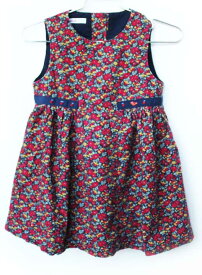 ファミリア ジャンパースカート 90cm キッズ 女児 紺×赤系【中古】【新入荷!】★