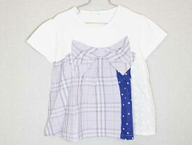 [ニットプランナー/KP]130cm 半袖カットソー/半袖Tシャツ 白×紫【中古】子供服 キッズ kids 女の子 夏 806032 tops