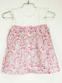 [ベベ/BeBe]75cm 半袖ワンピース 白×ピンク【中古】子供服 キッズ kids ベビー服 baby 女の子 夏 036032 onepi