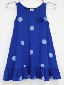 [プチバトー/PETIT BATEAU]86cm ノースリーブワンピース 青×白 麻混【中古】子供服 キッズ kids ベビー服 baby 女の子 夏 726032 onepi