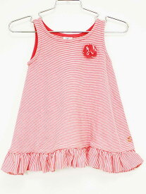 [プチバトー/PETIT BATEAU]74cm ノースリーブワンピース サーモンピンク×白【中古】子供服 キッズ kids ベビー服 baby 女の子 夏 726032 onepi