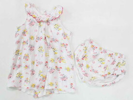 ☆プチバトー/PETIT BATEAU☆86cm ノースリーブワンピース＆ブルマセット 白×ピンク 【中古】子供服 キッズ kids ベビー服 baby 女の子 夏 206032 onepi