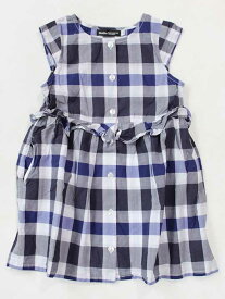 ☆ベベ/BeBe☆100cm 半袖ワンピース 白×紺 【中古】子供服 キッズ kids 女の子 夏 036032 onepi