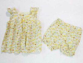 ☆ベベ/bebe☆70-80cm ノースリーブチュニック×ブルマセット 黄色 【中古】子供服 キッズ kids ベビー服 baby 女の子 夏 036032 tops