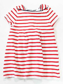 ☆プチバトー/PETIT BATEAU☆81cm 半袖ワンピース 赤×白 【中古】子供服 キッズ kids ベビー baby 女の子 夏 716022 onepi