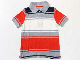 ☆トミーヒルフィガー/TOMMY HILFIGER☆104-110cm 半袖ポロシャツ グレー×赤 【中古】子供服 キッズ kids 男の子 夏 126022 tops