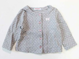 【値下げ!】☆ミキハウス/mikihouse☆80cm カーディガン グレー×白 【中古】子供服 キッズ kids ベビー服 baby 女の子 春 302032 tops