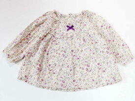 ☆ベベ/bebe☆70-90cm 長袖ブラウス アイボリー×紫 【中古】子供服 キッズ kids ベビー服 baby 女の子 春 123032 tops