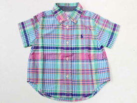 ☆ラルフローレン/Ralph Lauren☆80cm 半袖シャツ 水色×ピンク 【中古】子供服 キッズ kids ベビー服 baby 男の子 夏 615032 tops