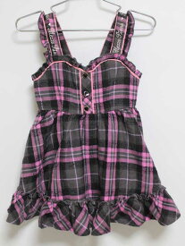 メゾピアノ ジャンパースカート 90cm キッズ 女児 グレー×ピンク【中古】‡
