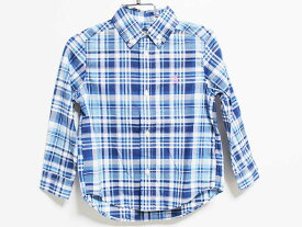 ‡ラルフローレン/Ralph Lauren‡100cm 長袖シャツ 白×ブルー【中古】子供服 キッズ kids 男の子 春 713032 tops