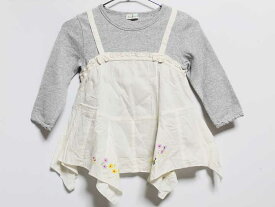 ‡ニットプランナー/KP‡130cm 長袖Tシャツ/長袖カットソー/ロンT グレー×白【中古】子供服 キッズ kids 女の子 春 123032 tops