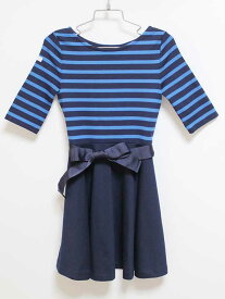 ‡ラルフローレン/Ralph Lauren‡120cm 五分袖ワンピース 紺×ブルー【中古】子供服 キッズ kids 女の子 春夏 onepi 913042