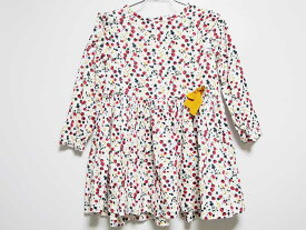 ‡プチバトー/PETIT BATEAU‡104cm 長袖ワンピース 白×赤【中古】子供服 キッズ kids 女の子 春 onepi 923042