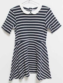 【夏物 新入荷!】‡プチバトー/PETIT BATEAU‡140cm 半袖ワンピース 白×紺【中古】子供服 キッズ kids ジュニア 女の子 夏 onepi 324042