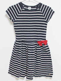 【夏物 新入荷!】‡プチバトー/PETIT BATEAU‡152cm 半袖ワンピース 白×紺【中古】子供服 キッズ kids ジュニア 女の子 夏 onepi 324042