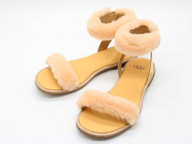 新品未使用品◇UGG/アグ◇Fluff Springs/フラッフスプリングス/ムートンストラップサンダル/1101438/アンクルベルト/フラットシューズ/靴 ライトオレンジ/橙 レディース 22.5 夏 523032 hat etc