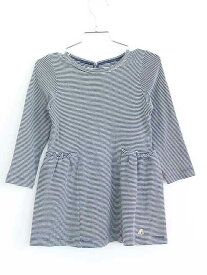 †プチバトー/PETIT BATEAU†104cm(4ans) 長袖ワンピース 白×紺【中古】子供服 キッズ kids 女の子 春秋 onepi 513042