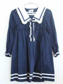 【春夏物 新入荷!】†シャーリーテンプル/Shirley Temple†130cm 長袖ワンピース 紺 22年製【中古】子供服 キッズ kids 女の子 春夏秋 onepi 223042