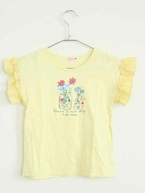 【夏物 新入荷!】†ミキハウス/mikihouse†140cm 半袖Tシャツ/半袖カットソー 黄【中古】子供服 キッズ kids ジュニア 女の子 夏 tops 914042