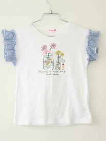 【夏物 新入荷!】†ミキハウス/mikihouse†110cm 半袖Tシャツ/半袖カットソー 白【中古】子供服 キッズ kids 女の子 夏 tops 914042