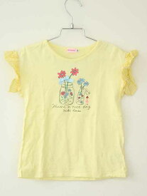 【夏物 新入荷!】†ミキハウス/mikihouse†110cm 半袖Tシャツ/半袖カットソー 黄【中古】子供服 キッズ kids 女の子 夏 tops 914042