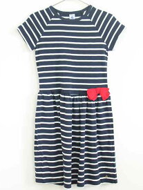 【夏物 新入荷!】新品 未使用品†プチバトー/PETIT BATEAU†152cm(12ans) 半袖ワンピース/ワンピース 紺×白 子供服 キッズ kids ジュニア 女の子 夏 onepi 624042