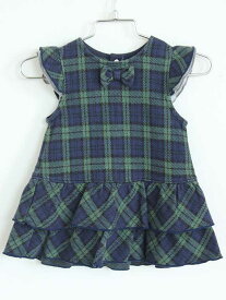 ベベ ジャンパースカート 半袖ワンピース 70-80cm(S) キッズ 女児 紺×緑【中古】【新入荷!】†