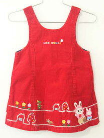 ミキハウス ジャンパースカート 80cm キッズ 女児 赤【中古】【新入荷!】†