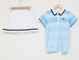 ☆ellesse/エレッセ☆テニスウェア/セットアップ/スポーツ/半袖/ショート丈 ブルー×ホワイト/青×白 レディース S【中古】春夏 012032