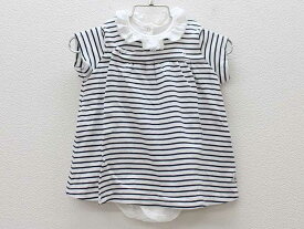 □プチバトー/PETIT BATEAU□67cm 半袖カバーオール/ロンパース/ワンピース 紺×白【中古】子供服 キッズ kids ベビー服 baby 女の子 夏 026022 onepi