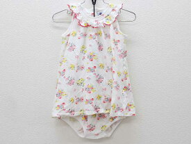 □プチバトー/PETIT BATEAU□81cm ブルマ付ノースリーブワンピース ピンク 白 '20年製【中古】子供服 キッズ kids ベビー服 baby 女の子 夏 026022 onepi