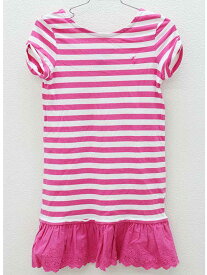 □ラルフローレン/Ralph Lauren□120cm 半袖ワンピース ピンク×白【中古】子供服 キッズ kids 女の子 夏 227022 onepi