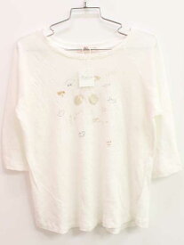 新品 未使用品♪ボンポワン/BONPOINT♪115cm 七分袖Tシャツ/カットソー/ロンT 白 麻100％ 子供服 キッズ kids 女の子 春夏 tops 62304