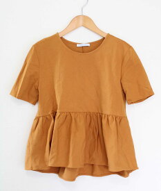 【夏物 新入荷】●ZARA/ザラ●フリルカットソー/プルオーバー/半袖/ラウンドネック オレンジ色 レディース S【中古】夏 825042