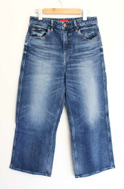 【SALE】●RED CARD TOKYO/レッドカード●クロップドワイドデニムパンツ/12467/Gパン/ジーンズ/ロングパンツ/長ズボン/十分丈 インディゴブルー/青 レディース 27【中古】春夏 522052
