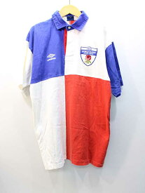 ◇UMBRO/アンブロ◇ラガーシャツ/ポロシャツ/刺しゅう/スポーツ/半袖 ネイビー×レッド×ホワイト/紺×赤×白 メンズ O【中古】春夏 204042