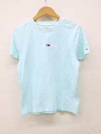 【夏物 新入荷】■TOMMY JEANS/トミージーンズ■ロゴ刺繍カットソー/半袖 ライトブルー レディース S【中古】夏 024042